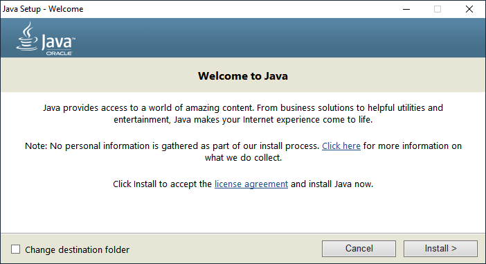 Установка Java для Windows